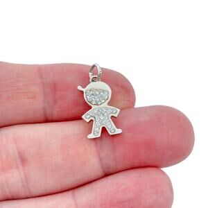 Vintage Italian Sterling Silver 925 Cubic Zirconia Boy Charm